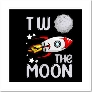 second birthday two the moon funny space rocket art Posters and Art